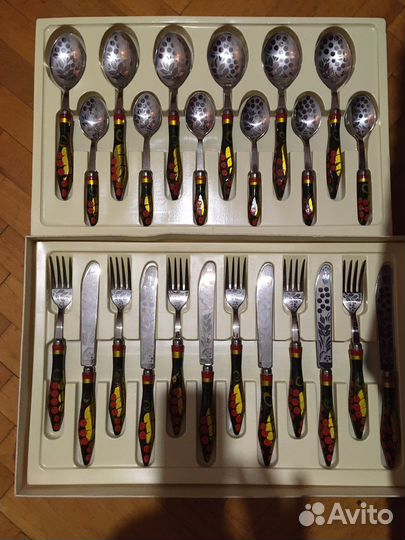 Набор столовых приборов на 6 персон. Хохлома