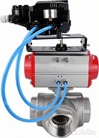 Кран шаровой DN.ru BV3232P(4pc) -SP-3WL-T-ISO-H Ду100 Ру63 стандартнопроходной 3-ходовой, L-тип, нер