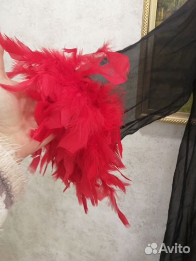 Халат женский, пеньюар с перьями