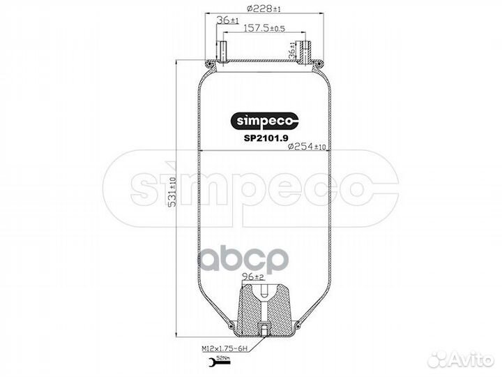 Пневмоподушка / Пневмобаллон SP21019010 simpeco