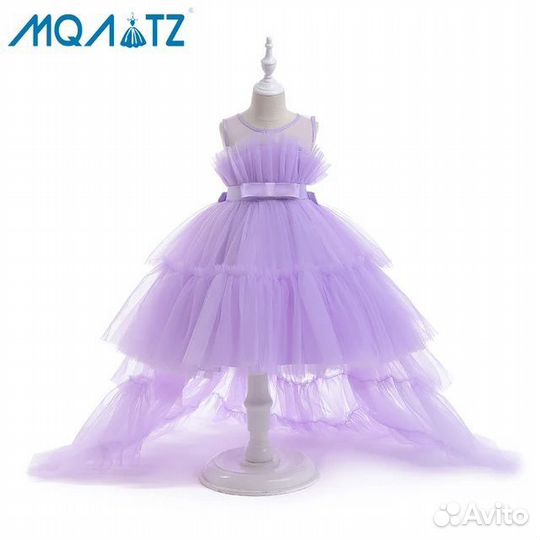 Пышное платье для девочки со шлейфом на выпускной