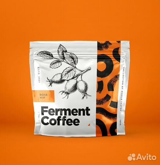 Ферментированный кофе в зернах с Шиповником