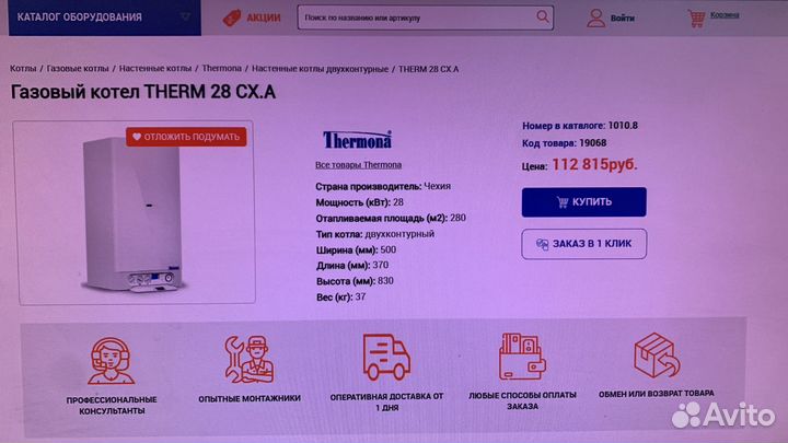 Газовый котел двухконтурный фирмы Thermona