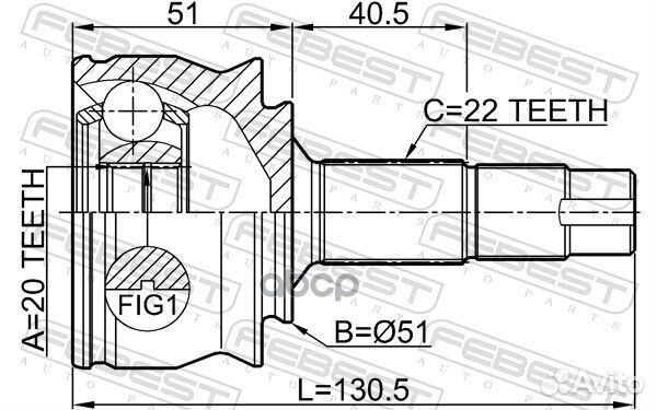 ШРУС наружный 20X51X22 opel corsa D 2006-2014 1