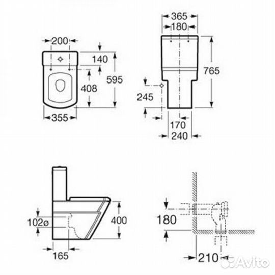 Унитаз напольный roca hall с бачком с сиденьем 342629000+341620000+801622004