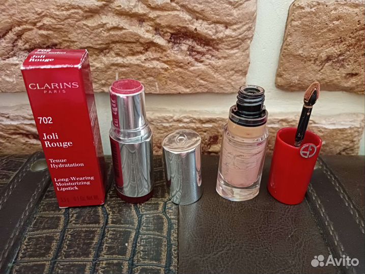 Пустые футляры от помад Giorgio Armani и clarins