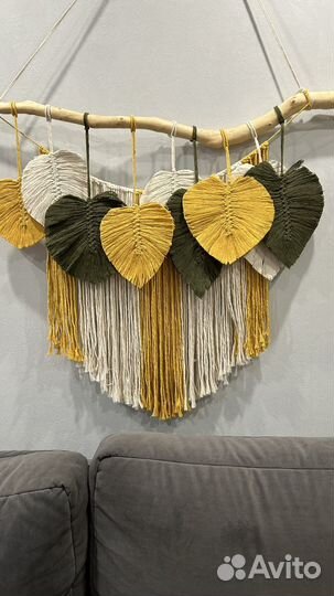 Макраме панно листья