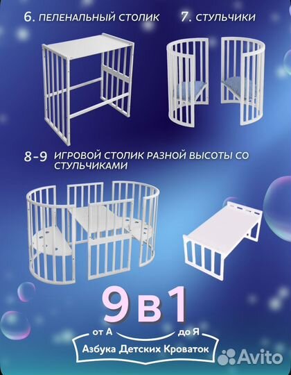 Детская кроватка трансформер 9 в 1