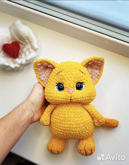 Вязаный рыжий кот, вязаные игрушки