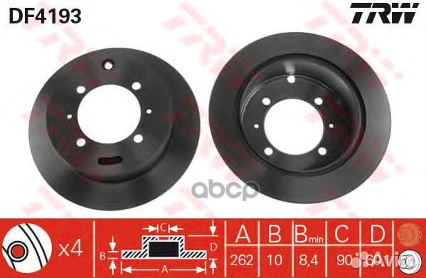 Диск тормозной зад DF4193 TRW