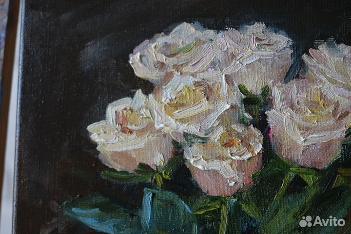Картина маслом Цветы Розы 24х30см на холсте
