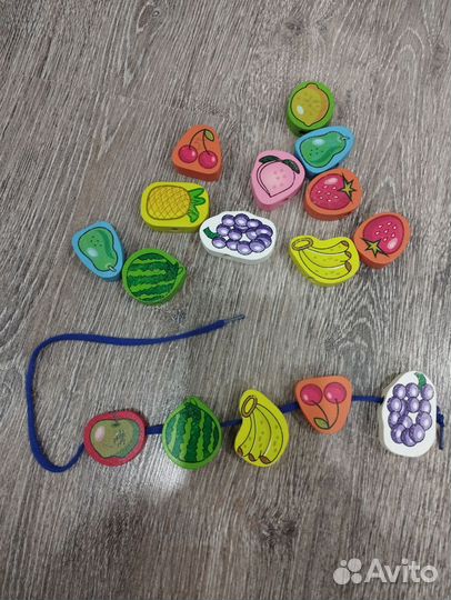 Шнуровка бусы деревянные