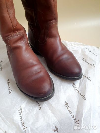 Женские сапоги tamaris 38 39 натуральная кожа