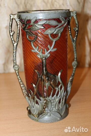 Ваза цветное стекло СССР Олень