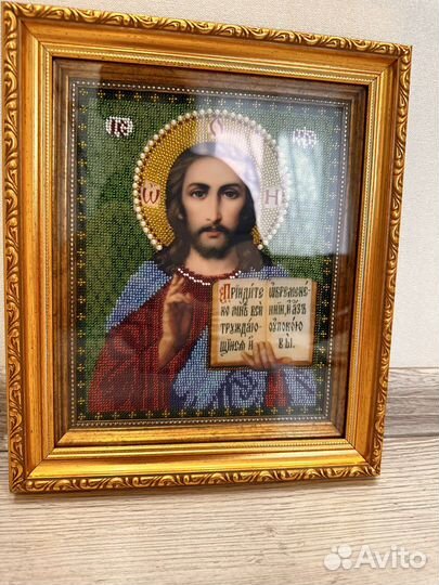 Икона из бисера Иисуса Христа