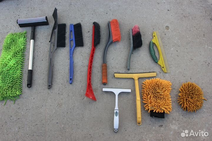 Щетка и тряпка для чистки стекол и кузова авто