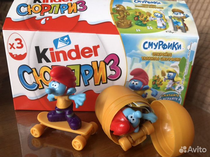 Игрушки из киндера, киндер сюрприз смурфики