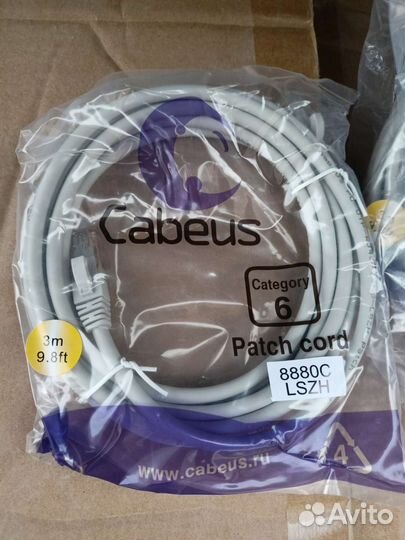 Кабель Патч корд 3m кат. 6. Cabeus