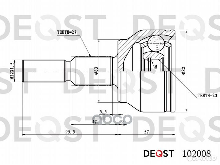 ШРУС наружний ford focus III 04.11- 102008 deqst