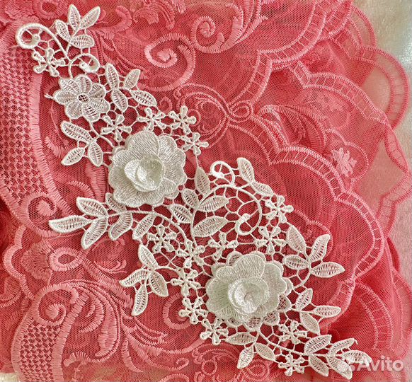 Кружевной декор белый аппликация цветы нашивка