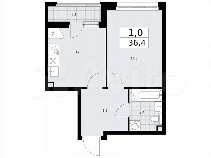 1-к. квартира, 36,4 м², 2/14 эт.