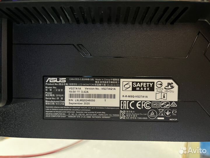 Монитор Asus VG27AQ1A