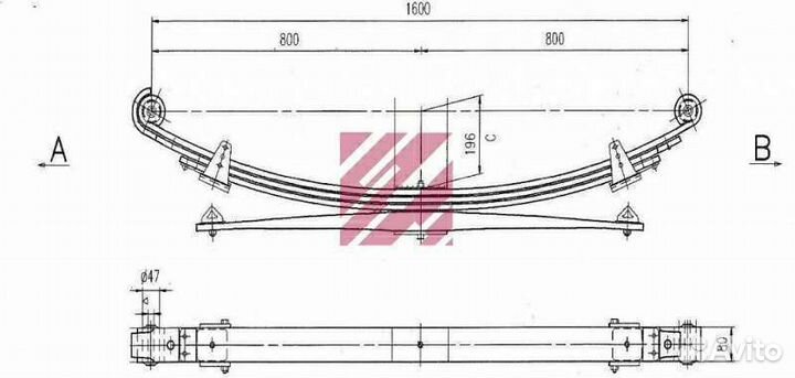 Рессора задняя MAN 4-х листовая