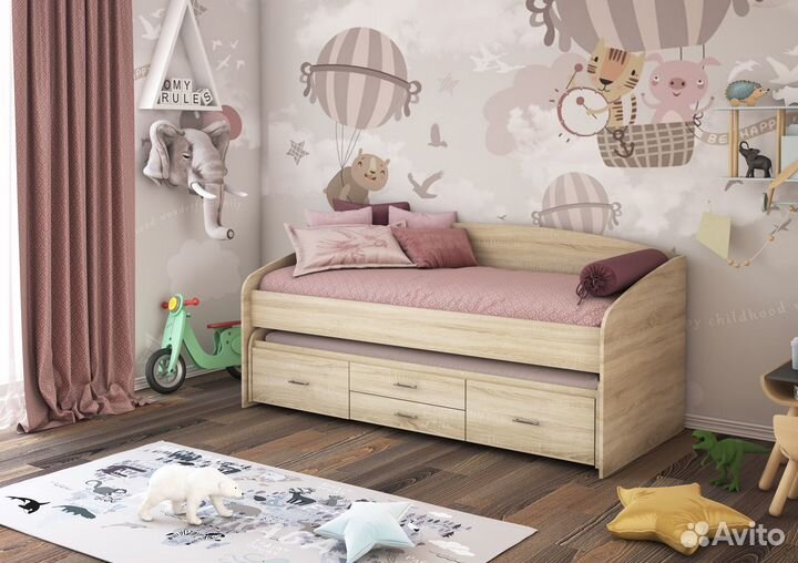 Кровать для 2-х детей с ящиками