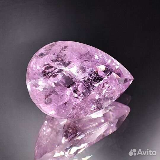 34.45 ct. Кунцит груша. Бразилия + сертификат