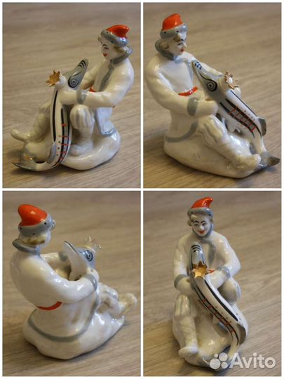 Фарфоровые статуэтки Емеля и щука, голубь, пудель