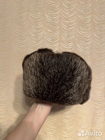 Шапка с ушами мужская бобер