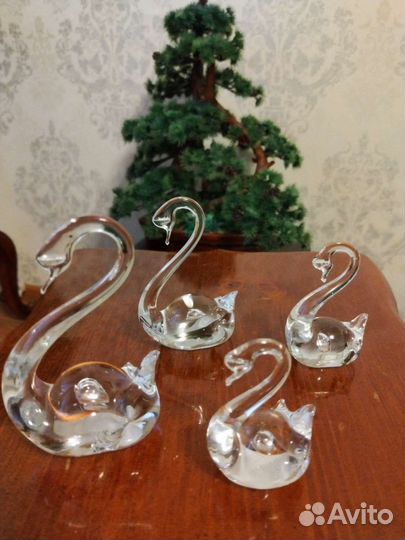 Набор хрустальных лебедей СССР