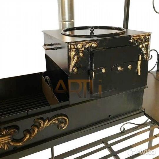 Мангал с крышей и печью под казан 