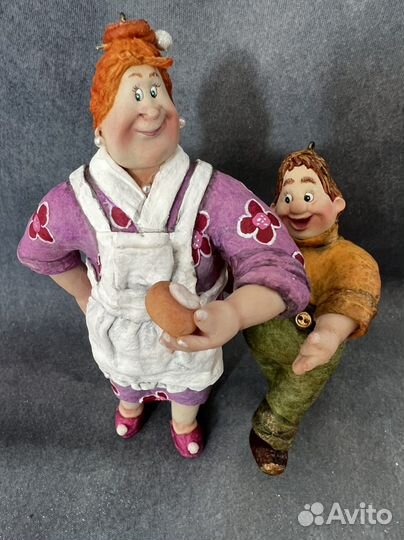 Карлсон и Фрекен Бок ёлочные ватные игрушки