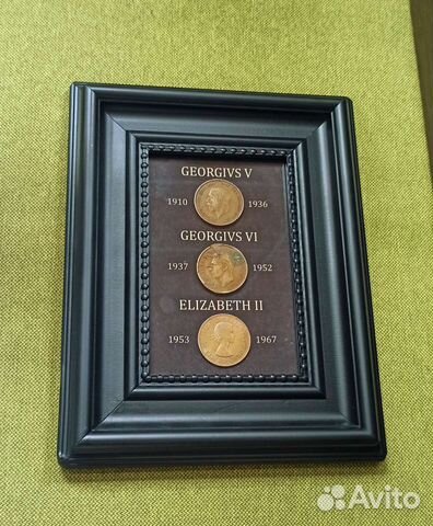Коллекция английских пенни с тремя монархами