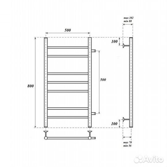 Полотенцесушитель водяной Point PN10558 П7 500x800