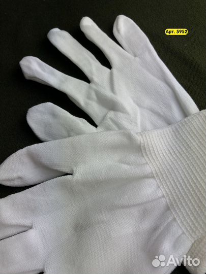Перчатки для официантов нейлоновые белые