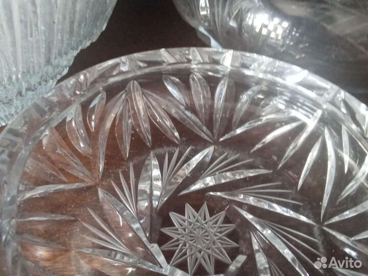 Хрустальная тяжелая пепельница Германия настоящий