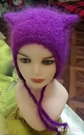 Чепчик с кошачьми ушками