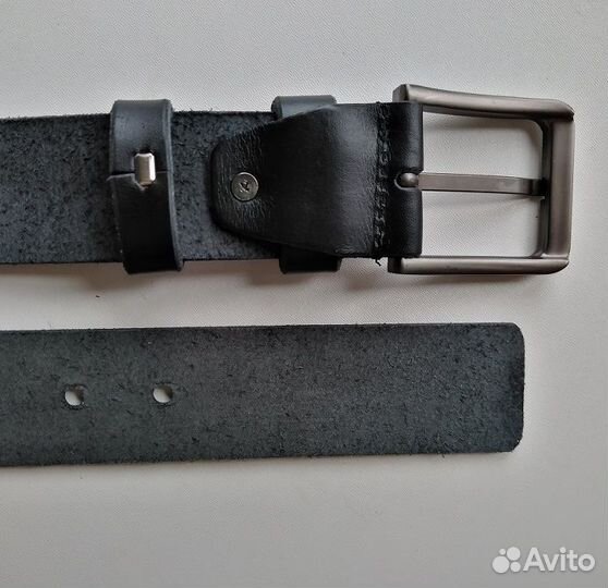 Мужской кожаный ремень черный 145 см