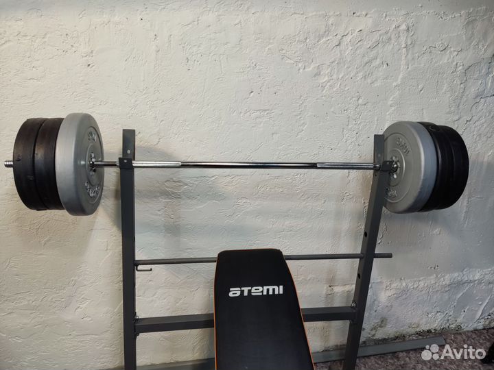 Скамья для жима + штанга 70кг + гантели