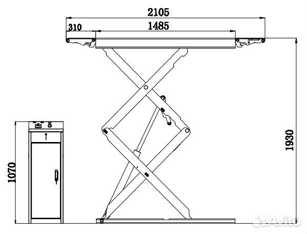 Подъёмник ножничный короткий напольный г/п 3500 кг