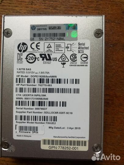 SSD HP 3PAR 1.92Tb SAS (dope1920S5xnnmri)