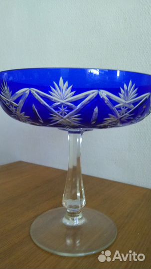 Хрусталь Синий Ваза для фруктов