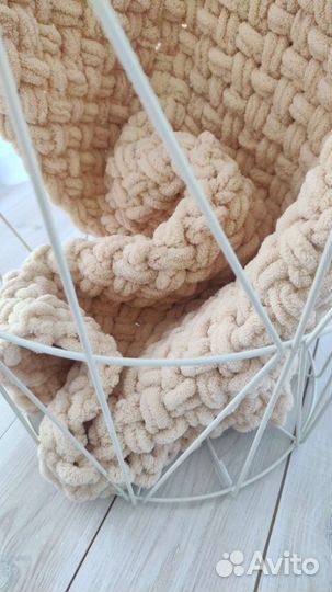 Плед в кроватку плюшевый детский вязаный в коляску