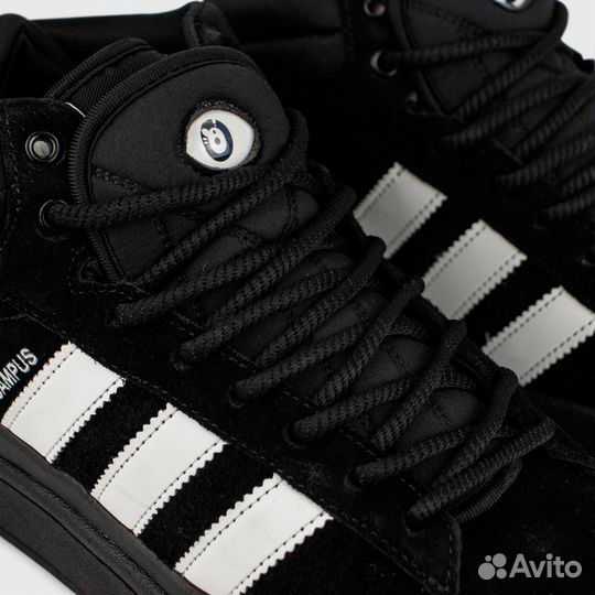 Кроссовки Adidas Campus Black White with Fur