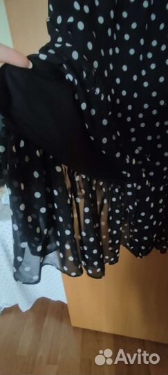 Платье женское xs(40-42) чёрное в горох шифон