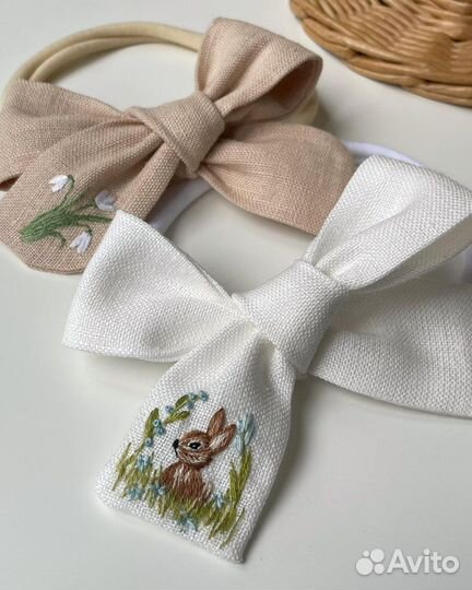 Повязка на голову для девочки с бантиком