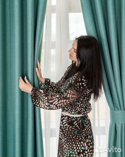 Комплект Шторы и Тюль Орфей Бирюза+Вуаль