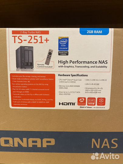 Qnap ts-251+ 8Gb Ram 4Tb x 2 HDD